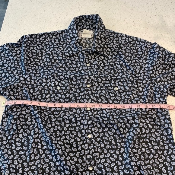 Wrangler Navy Blue Paisley Button Down Shirt Size Large - Picture 7 of 10